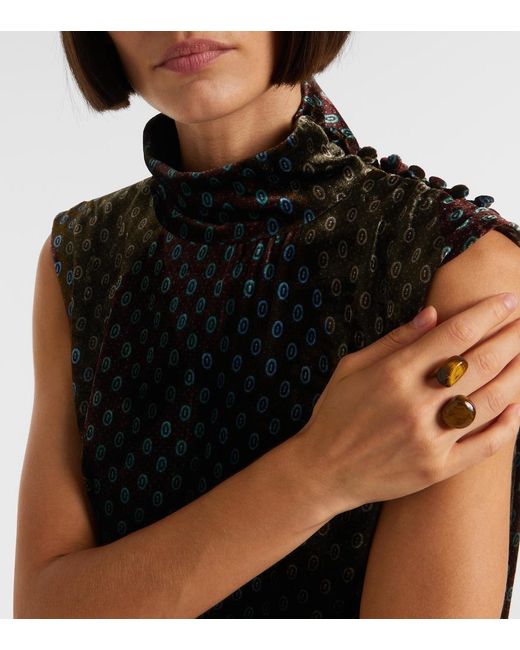 Dries Van Noten Black Printed Satin Maxi Dress