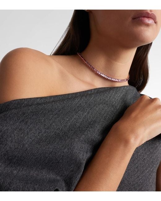 SHAY Pink Ombre Eternity 18Kt Rose Necklace With Sapphires