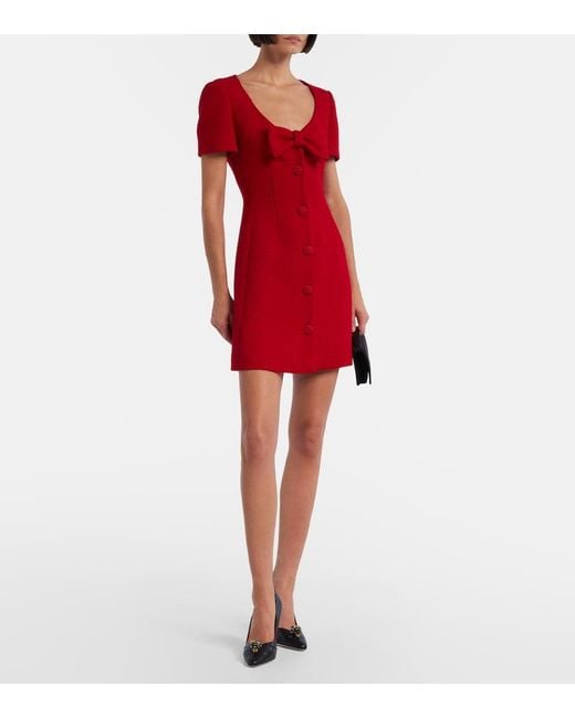 Valentino Red Wool-Blend Tweed Minidress