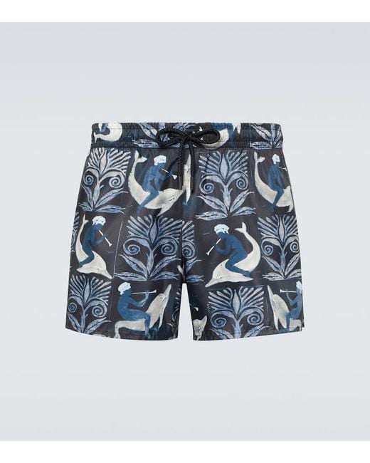 Shorts De Bano Estampados Commas de hombre de color Blue
