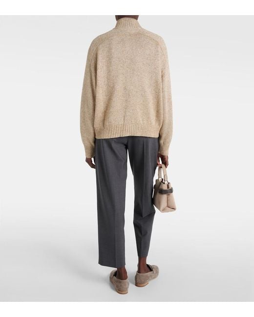 Brunello Cucinelli Natural Zip-Up Cardigan