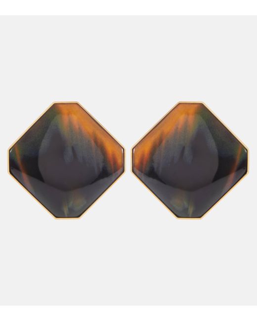 Boucles d'oreilles clip Octagon Saint Laurent en coloris Brown