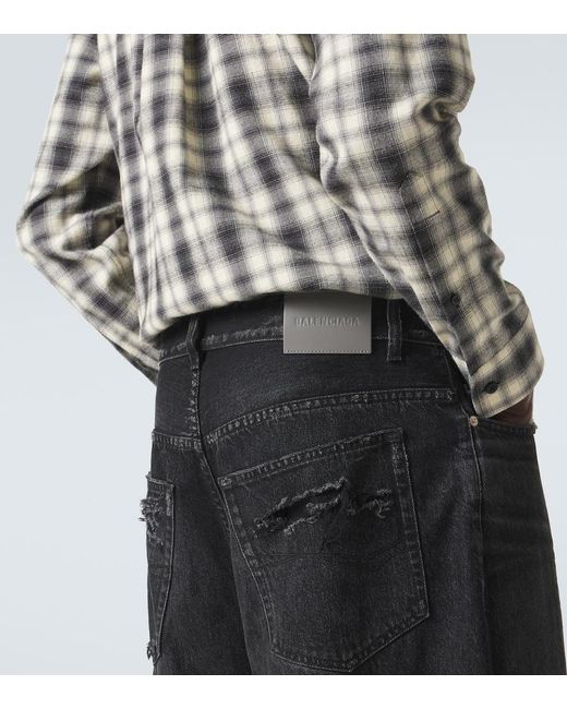 Balenciaga Black Barrel-Leg Jeans for men