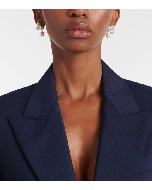 Jennifer Behr White Glass Pearl Embellished Earrings