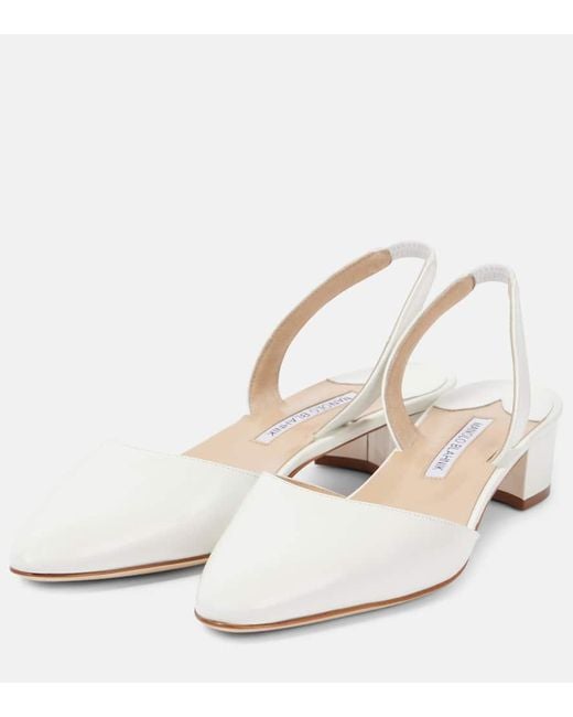 Manolo Blahnik White Bridal Slingback-Pumps Aspro 30 Aus Leder