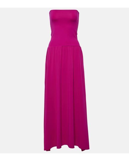 Eres Purple Oda Strapless Jersey Maxi Dress