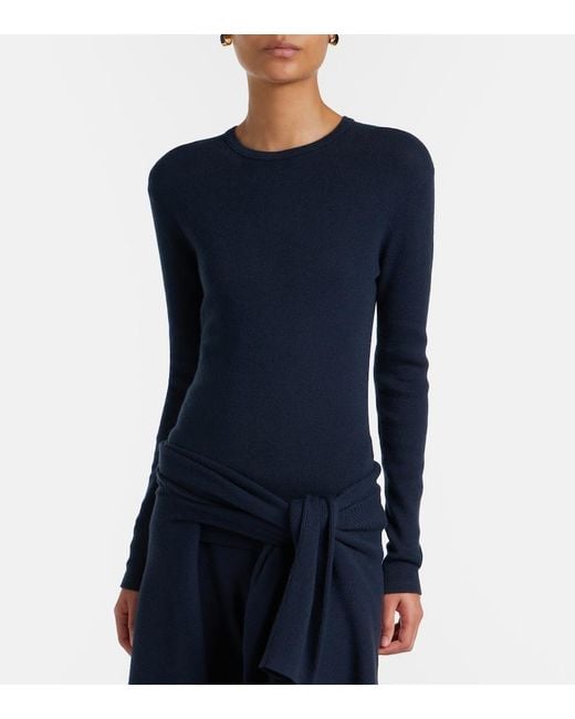 Lisa Yang Blue Vivian Cotton And Cashmere Sweater