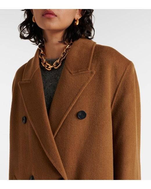 Frankie Shop Brown Gaia Double-Breasted Wool-Blend Coat