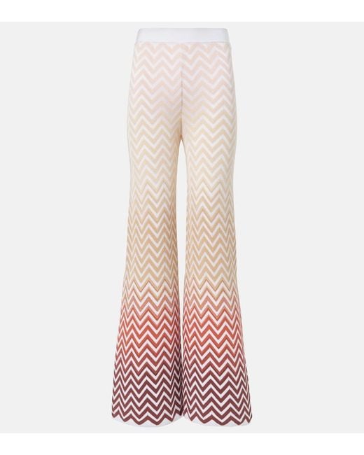 Missoni Pink Zigzag Cotton-Blend Flared Pants