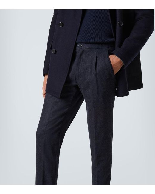 Thom Sweeney Blue Wool Straight Pants for men