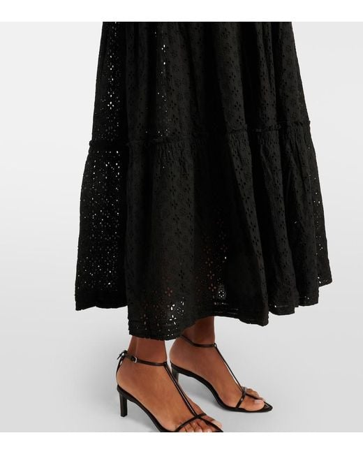 Poupette Black Tiered Cotton Midi Dress