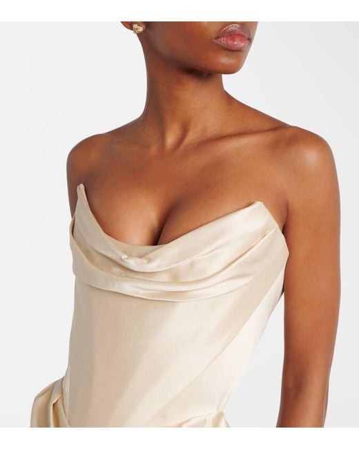 Vivienne Westwood Natural Galaxy Draped Crepe Satin Bustier Gown