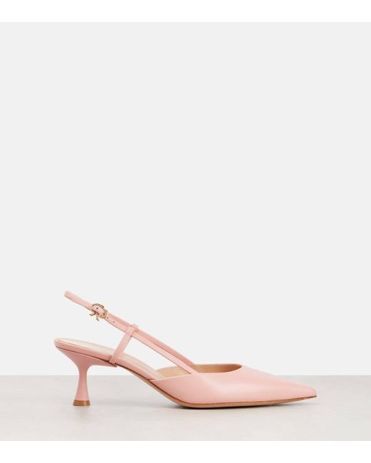 Gianvito Rossi Pink Ascent 55 Leather Slingback Pumps