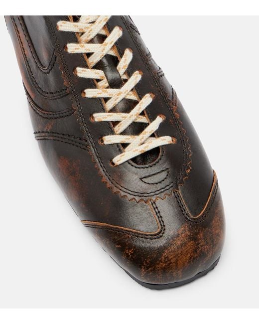 Dries Van Noten Brown Distressed Leather Sneakers