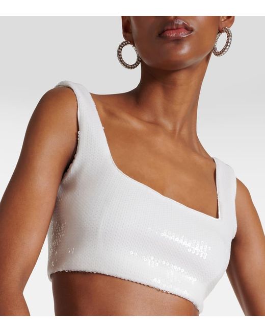 Bridal - Top cropped Beating Heart con paillettes di Galvan in White