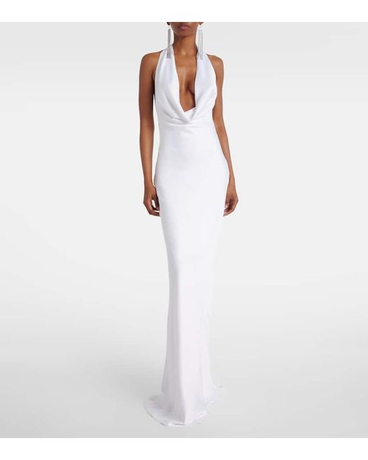 Vestido De Fiesta Drapeado Con Cuello Halter Norma Kamali de color White