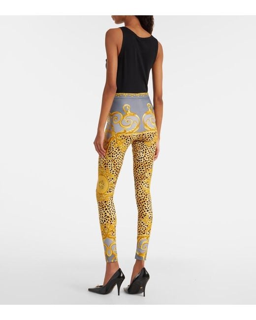 Versace Metallic Printed Jersey Leggings