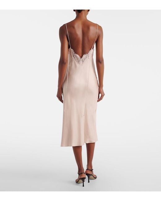 Rohe Natural Lace-Trimmed Silk Satin Slip Dress