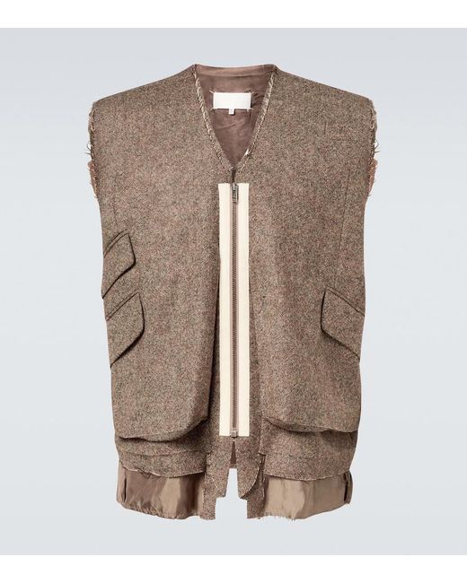 Maison Margiela Brown Wool Gilet for men