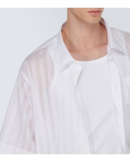 Givenchy White Striped Cotton Voile Bowling Shirt for men