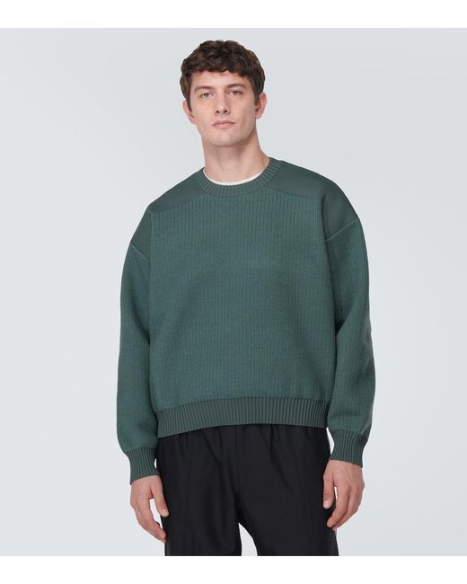 Pullover in maglia a coste di Y-3 in Green da Uomo