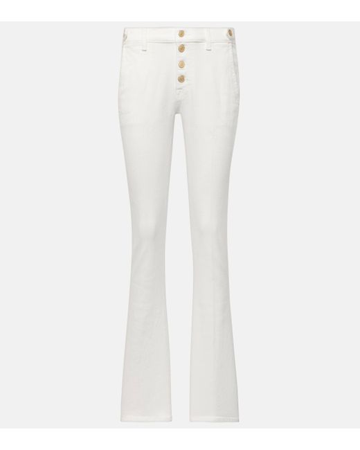 7 For All Mankind White Mid-rise Bootcut Jeans