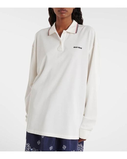 Miu Miu White Polopullover Aus Baumwolle