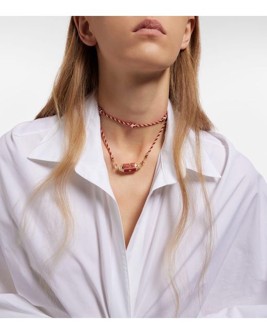 Marie Lichtenberg Metallic Halskette Vivons Hereux mit 18kt Gelbgold, Emaille und Diamanten