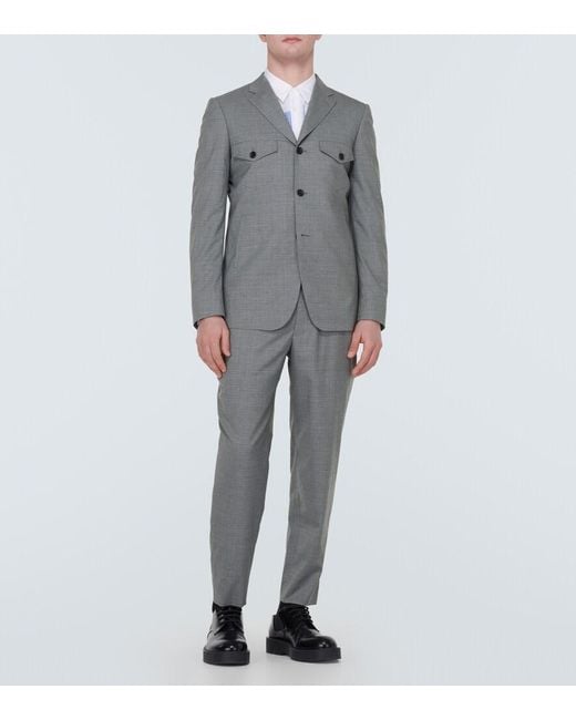 Comme des Garçons Gray Checked Wool Blazer for men