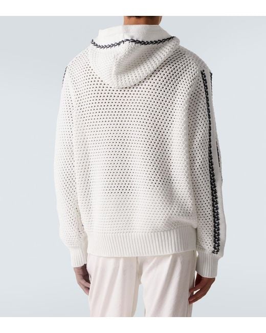 Orlebar Brown White Kirk Striped Crochet Cotton-Blend Hoodie for men
