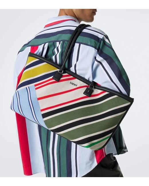 Loewe Blue Verano Large Striped Canvas Tote Bag for men