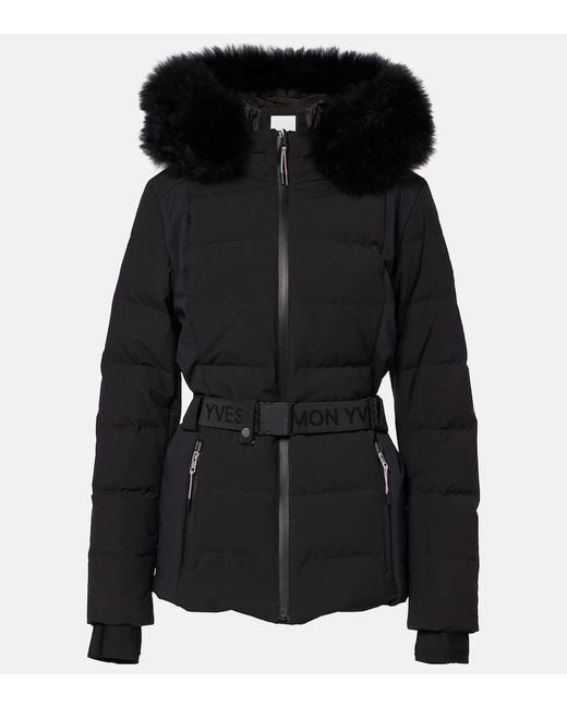 Yves Salomon Black Shearling-Trimmed Ski Jacket