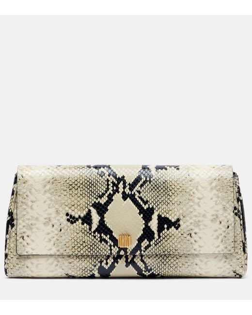 Khaite Metallic Audrey Snake-Effect Leather Clutch
