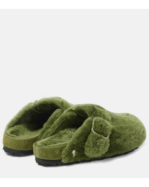 Birkenstock Green Boston Shearling Clogs