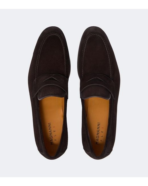 Magnanni Shoes Black Diezma Ii Suede Penny Loafers for men