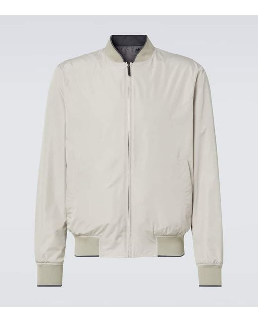 Canali White Reversible Bomber Jacket for men