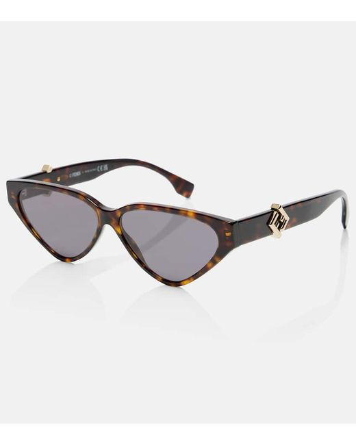 Fendi Brown Ff Diamonds Cat-Eye Sunglasses