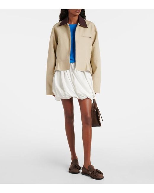 J.W. Anderson White Gathered Pinstripe Balloon Miniskirt