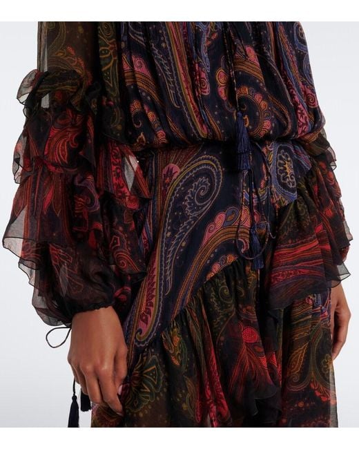 Etro Multicolor Printed Silk Chiffon Gown