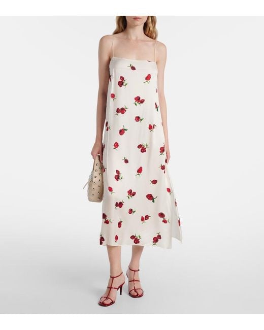 Khaite Pink Sicily Printed Twill Slip Dress