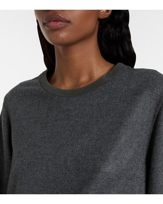Brunello Cucinelli Gray Wool And Cashmere Minidress