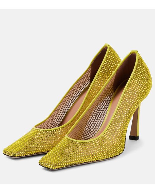 The Attico Yellow Juno 95 Embellished Pumps