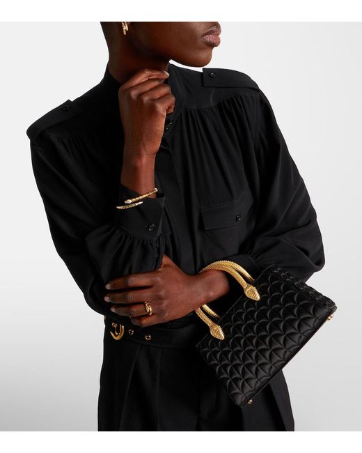 BVLGARI Black Serpentine Duette Satin Top-Handle Bag