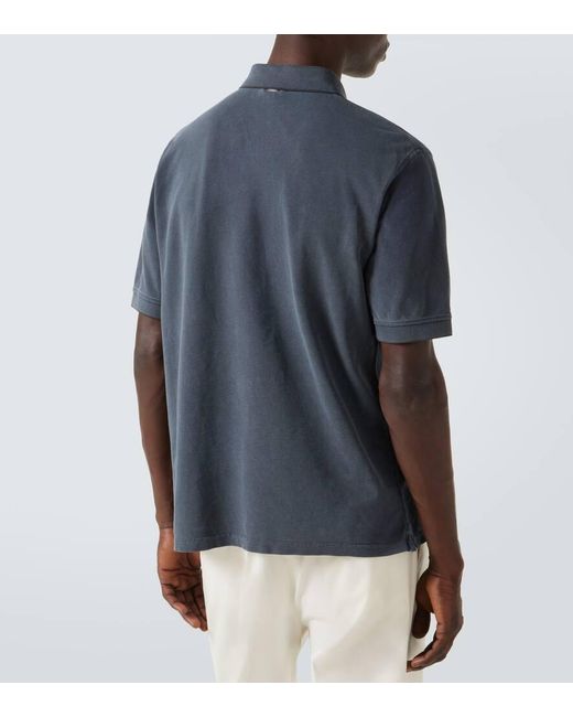 Herno Blue Logo Cotton Pique Polo Shirt for men
