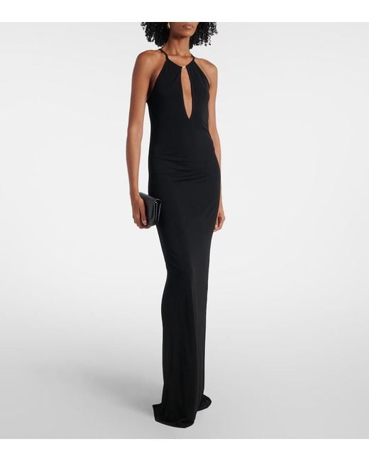 Tom Ford Black Cutout Halterneck Crepe Jersey Gown