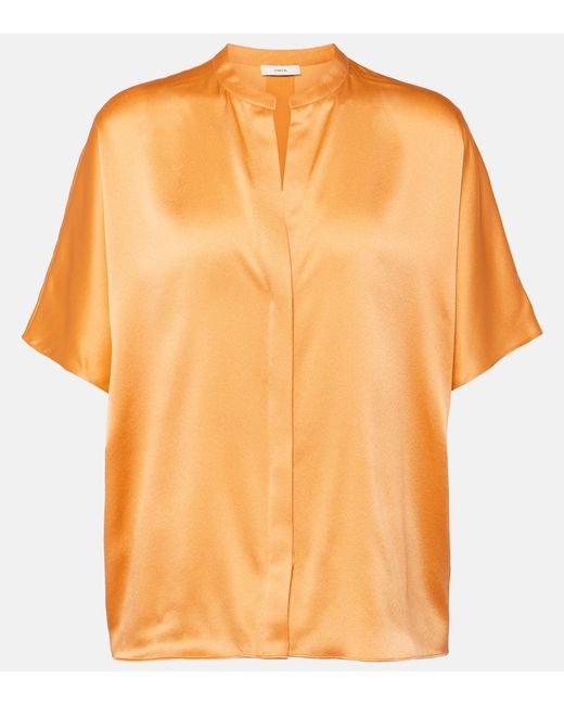 Vince Orange Silk Satin Blouse