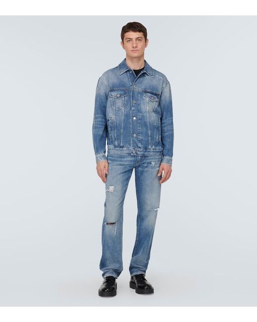 Giacca di jeans distressed di Dolce & Gabbana in Blue da Uomo