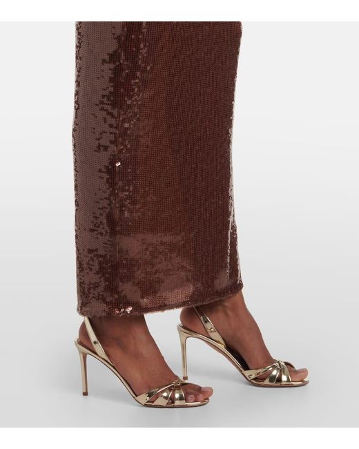 The New Arrivals Ilkyaz Ozel Brown Coralie Sequined Halterneck Gown