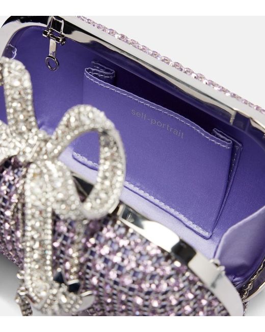 Self-Portrait Purple Clutch Mit Kristallen