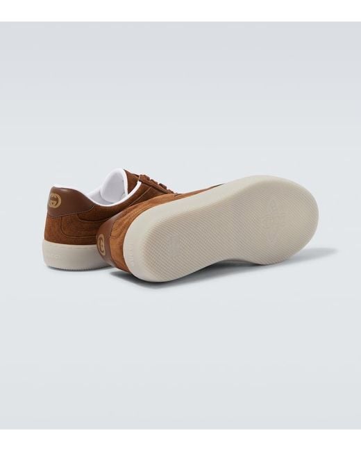 Gucci Brown G75 Sneaker, Suede for men